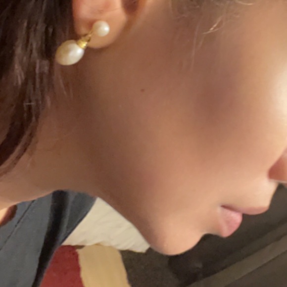 Set of Real Pearl Earrings with 18 k Gold tone Plated - Picture 9 of 12